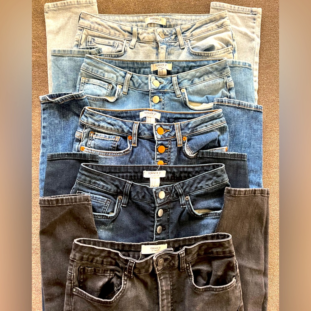 Lot of 5 pairs high waisted denim jeans size 28